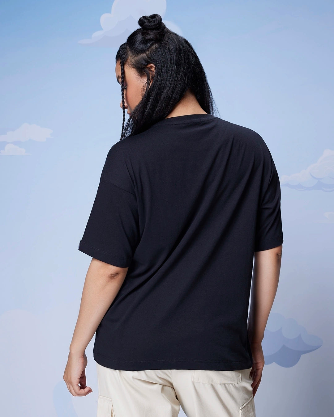 Women's Black Bears In The City Graphic Printed Oversized T-shirt